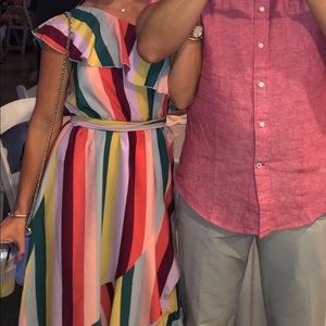 Stripped one shoulder dress